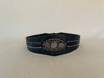 Wide leather belt with zip