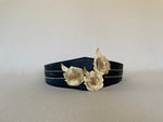 Wide leather belt with zip