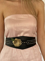Wide black leather Belt with zip and studs