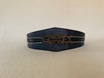Wide leather belt with zip
