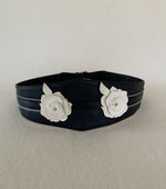 Wide black leather Belt with zip and studs