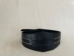 Wide leather belt with zip